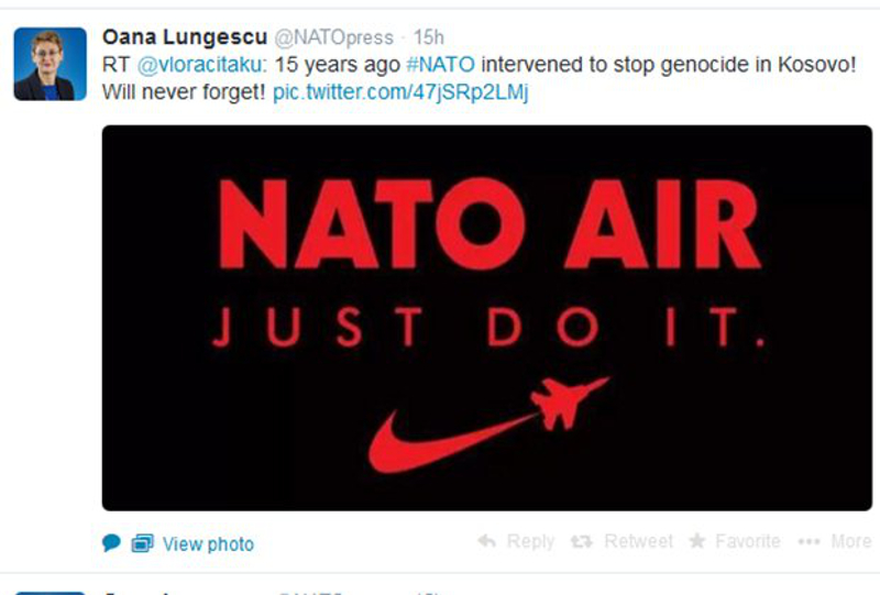 Румунски кретен који је познатији као НАТО портпарол Оана Лунгеску честитала Србији годишњицу бомбардовања!