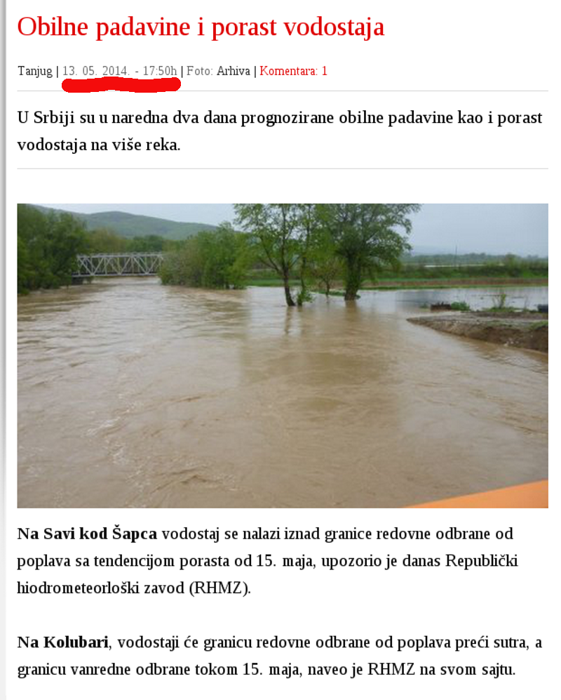 Нисте знали на време за опасност од поплава које прети Србији? ЛАЖЕТЕ!!!