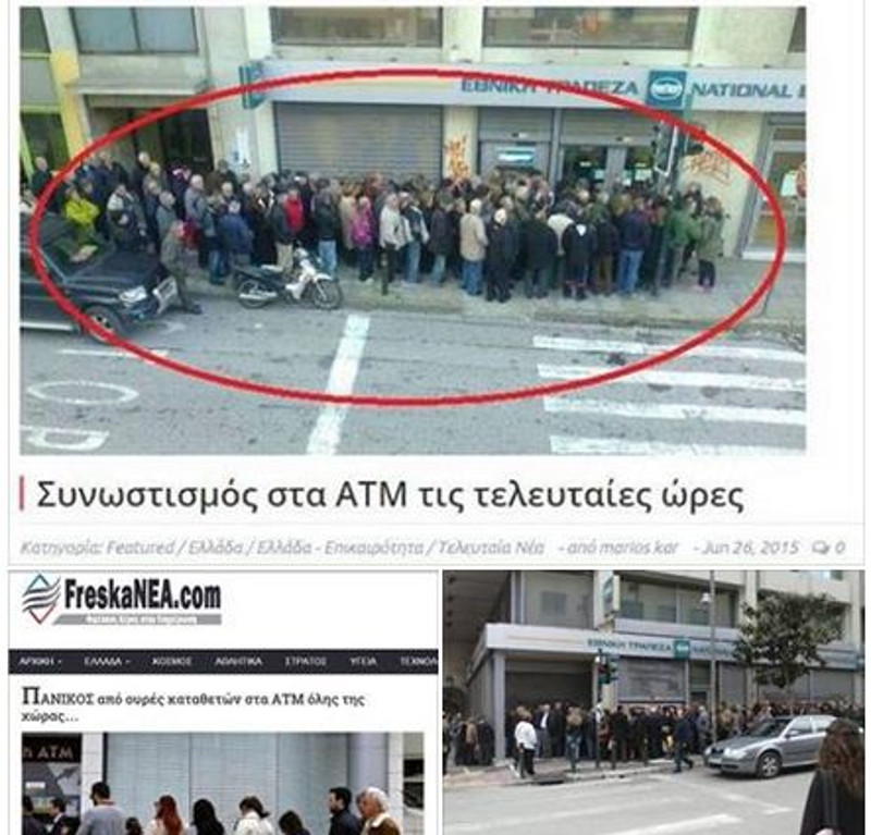Западни медији изазивају панику у Грчкој сликама редова испред банкомата у којим, усред лета, стоје људи у зимским капутима