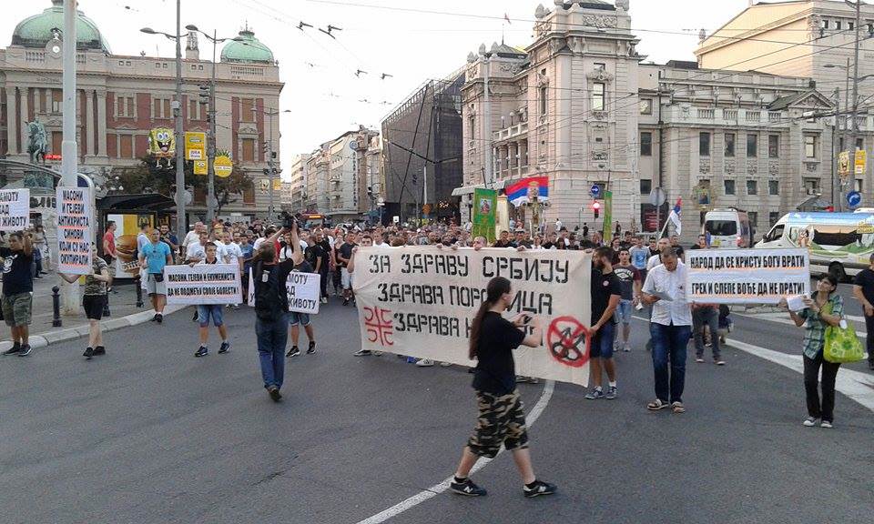 У току је протест "За здраву Србију" који захтева забрану параде содимита у Београду (фото)