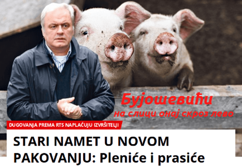 Бујошевићи на слици први са леве стране – плениће прасиће за ТВ претплату