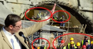 И радници на Коридору 11 коју прокопавају тунел "Савинац" дочекали Вучића као да су му дошли на парастос!
