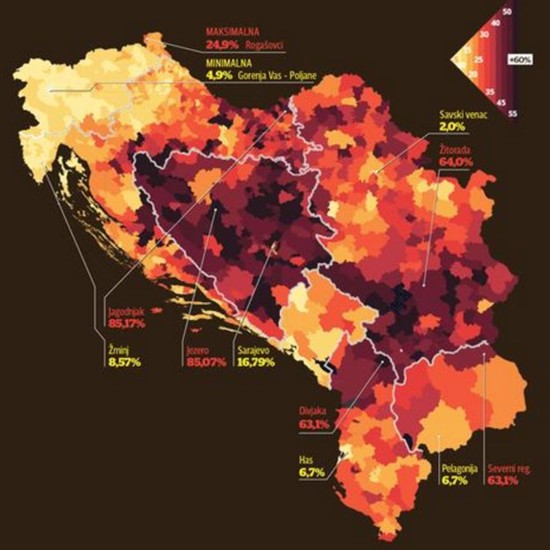 На балканској мапи незапослености јужна Србија као "црна рупа" (инфографика)