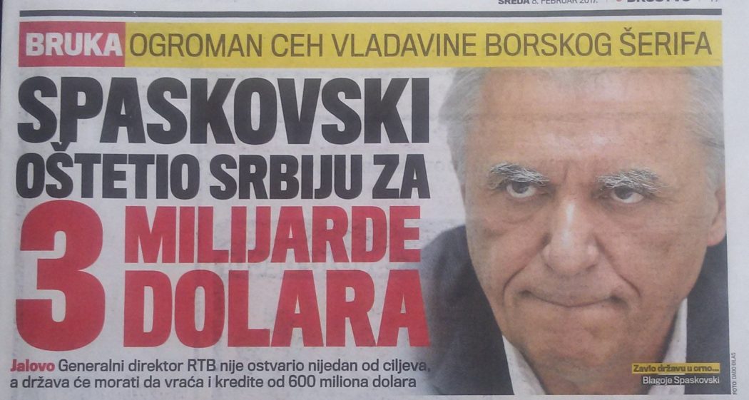 Спасковски оштетио Србију за 3 милијарде долара!