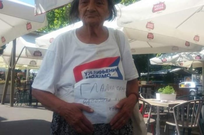 СРБИЈА У ЈЕДНОЈ ФОТОГРАФИЈИ! Гласала за СНС па добила мајицу, а пише да је гладна!