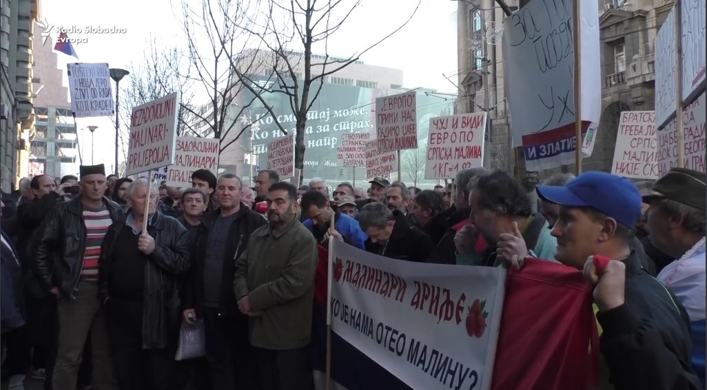 Протест малинара у Београду (видео)