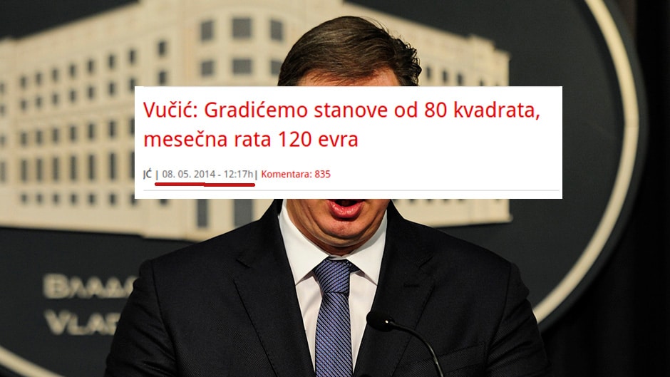 ДЈБ: А где је 100.000 „јефтиних станова” које је Вучић обећао 2014.
