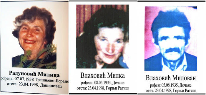 Навршава се 20 година од првих отмица и стравичног злочина тзв ''ОВК'' над Србима