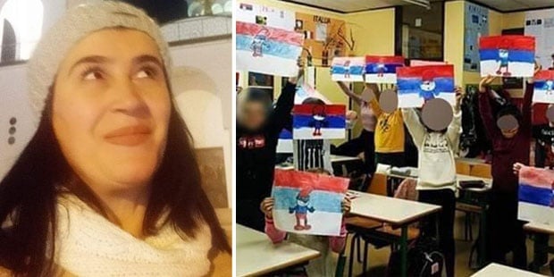 Подршка учитељици у Бару коју дисциплински гоне због српске заставе коју су цртала деца у школи (фото)