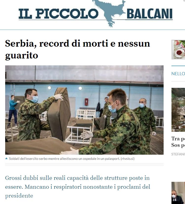 Италијански медији: Србија има највећу стопу смртности од корона вируса на Балкану!