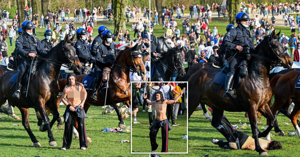 Полиција учеснике забаве у парку у Бриселу растеривала коњима, воденим топовима и сузавцем (видео)