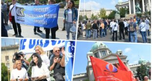 Београд: Почео протест просветара испред Скупштине Србије