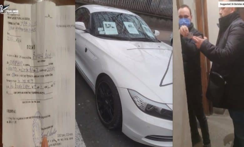 Залепио на ауто поруку Вучићу и Зеленском; полиција га привела и отела му возило! (видео)