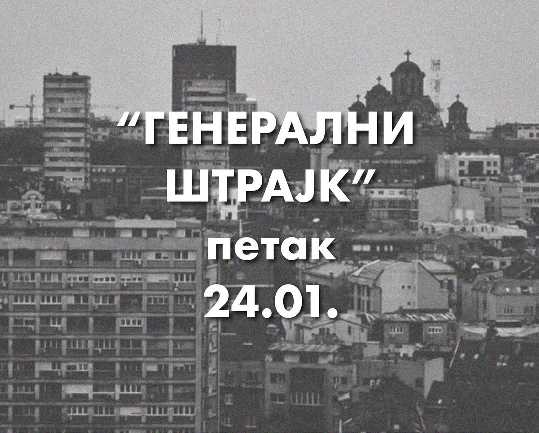 Студенти у блокади позвали на генерални штрајк, односно "општу грађанску непослушност", у петак 24. јануара